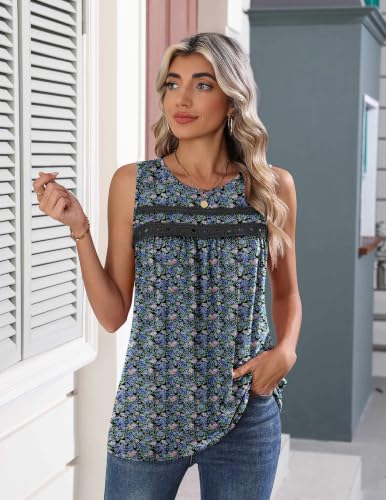 Zeagoo Lace Tank Tops for Women Summer Flowy Sleeveless Blouses Casual Beach Vacation Outfits — view 2