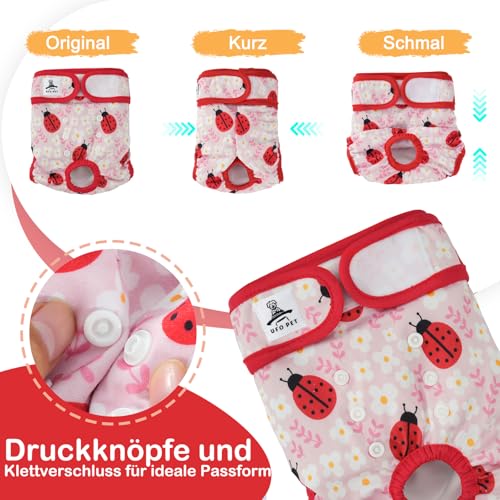 UFO PET Wiederverwendbare Hunde Windeln Weiblich, Läufigkeitshose für Hündinnen XS (3 Stück), Hochsaugfähige Hundewindeln für Hündinnen mit Starkem und Flexiblem Verschluss - Rosa Blume