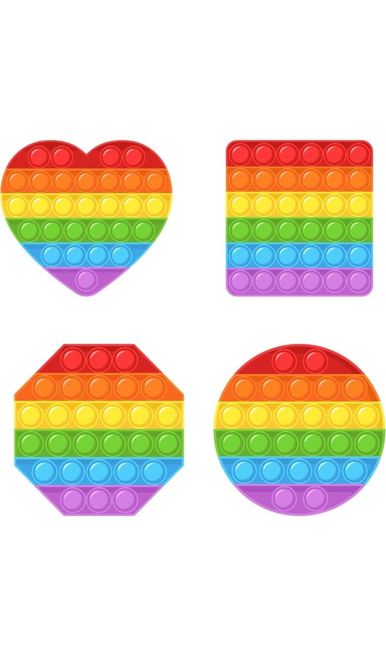 Pop It Fidget Toys Set, 4 Piece Rainbow Blocks, Stress Relief Sensory Toy for Kids