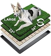 MEEXPAWS Dog Grass Pee Pads for Dogs with Tray, Large Size 34 by 23 in, 2 Dog Artificial Grass Pa...