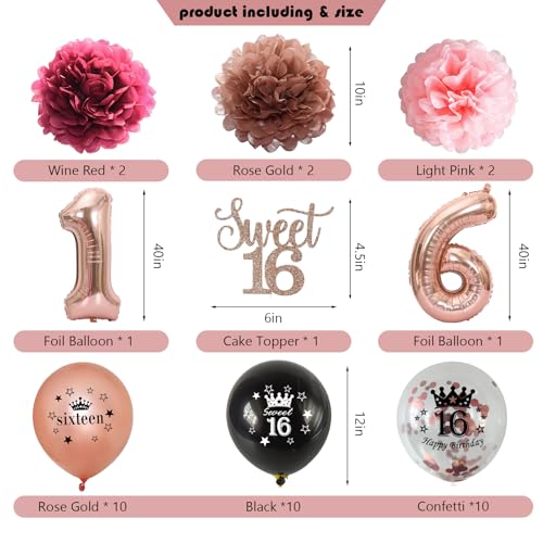 JKIYT Sweet 16 Party Decorations, Happy 16th Birthday Decorations for Girls by JKIYT - Used condition - Image 3