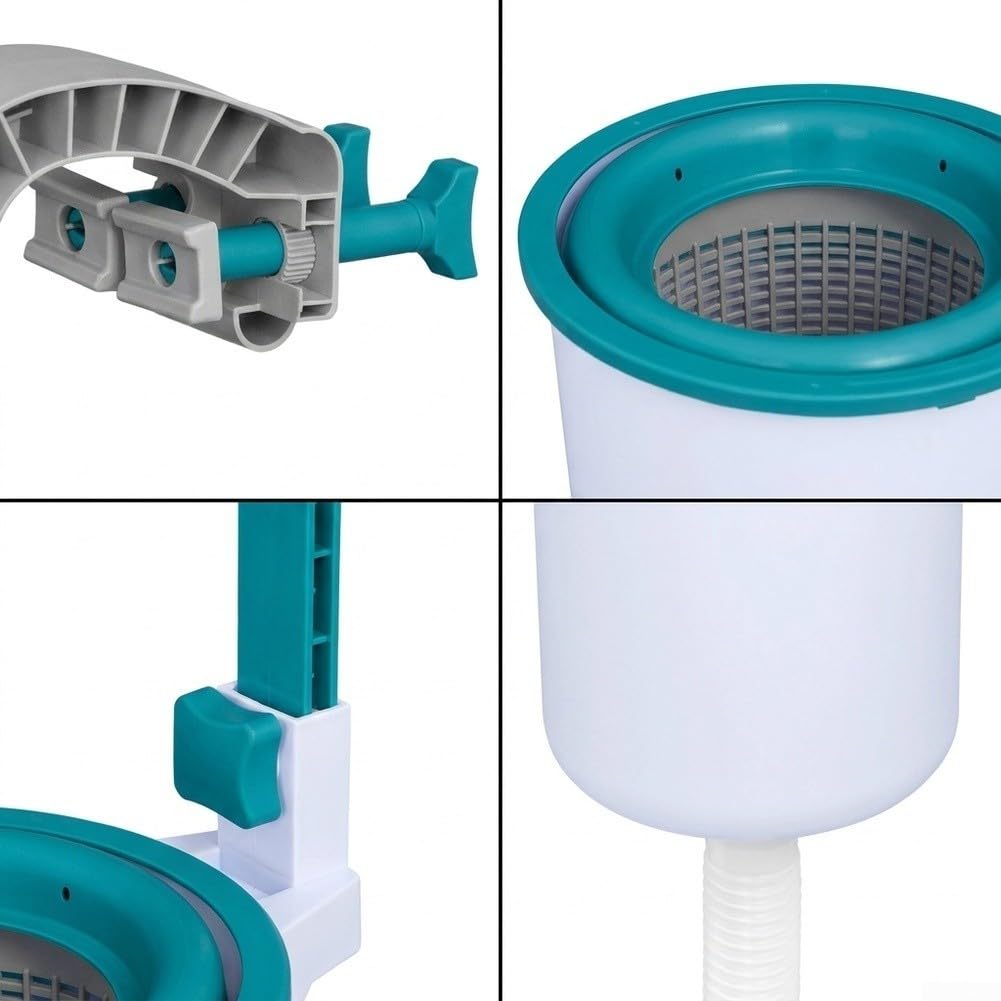 Skimmer de piscina para skimmer de superficie, limpiador de piscina sobre el suelo, montaje en pared, recogedor automático de hojas con soporte ajustable