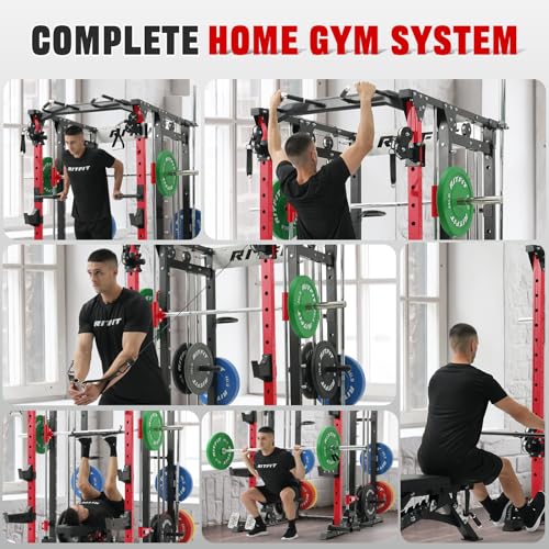 RitFit Buffalo Smith Machine, Power cage with LAT-Pull Down System & Cable Crossover System, All-in-One Squat Rack for Home Gym, Power Rack - Image 6
