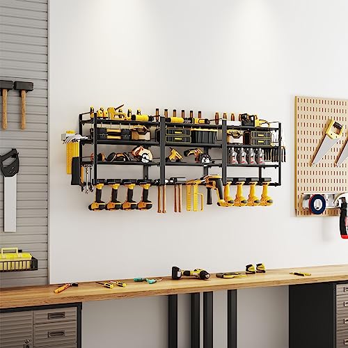 AcornFort W-17 4 Etagen Metall Heavy Duty Garage Werkzeug Werkstatt Schuppen Rack Organizer mit 4 zusätzlichen zusätzlichen Bohrhaltern (4 Etagen, 120 cm)