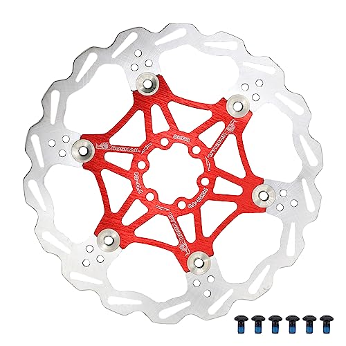 DJC Bike Brake Disc Rotor MTB Floating Brake Disc 160mm 180mm 203mm with 6 Bolts Road Bike MTB BMX Steel Aluminum Brake Disc (2# red, 203mm)