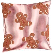 Mud Pie Beaded Pillow, Gingerbread, 18" x 18"