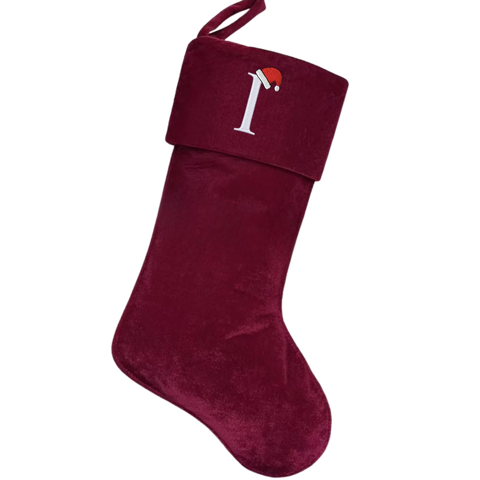 Christmas Stockings with Letters, 20 Inches Christmas Stockings with Initials,Personalised Letters Xmas Stocking Gifts for Adults Kids-Embroidered Santa Hat, Family Fireplace Decoration