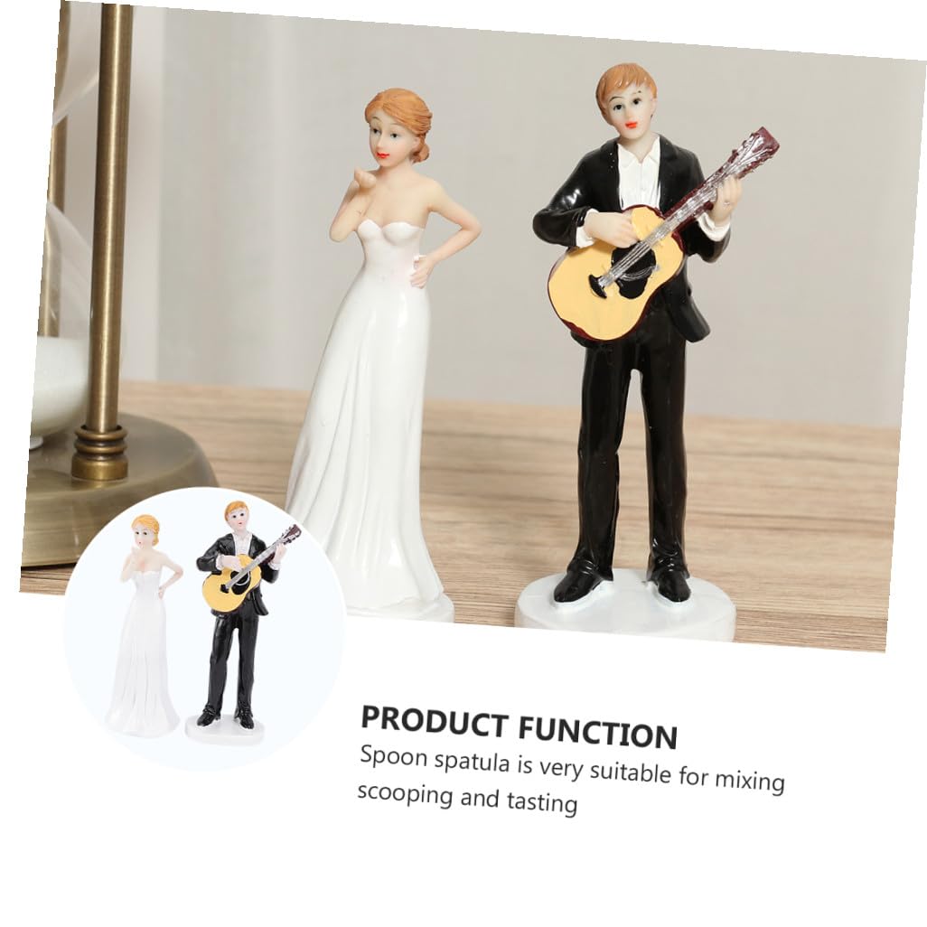 Toyvian Guitare Romantique mariée et Le marié gâteau Topper élégant gâteau Topper Figurine Décoration de Mariage Figurine résine Cadeau