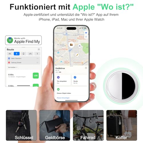 Bnlei Smart Air Tracker Tag kompatibel mit Apple Wo ist? (nur iOS), Smarttag Key Finder für Schlüssel, Fahrrad, Wallet, Koffer, Hunde, Katzen (Weiß, 1-Pack)