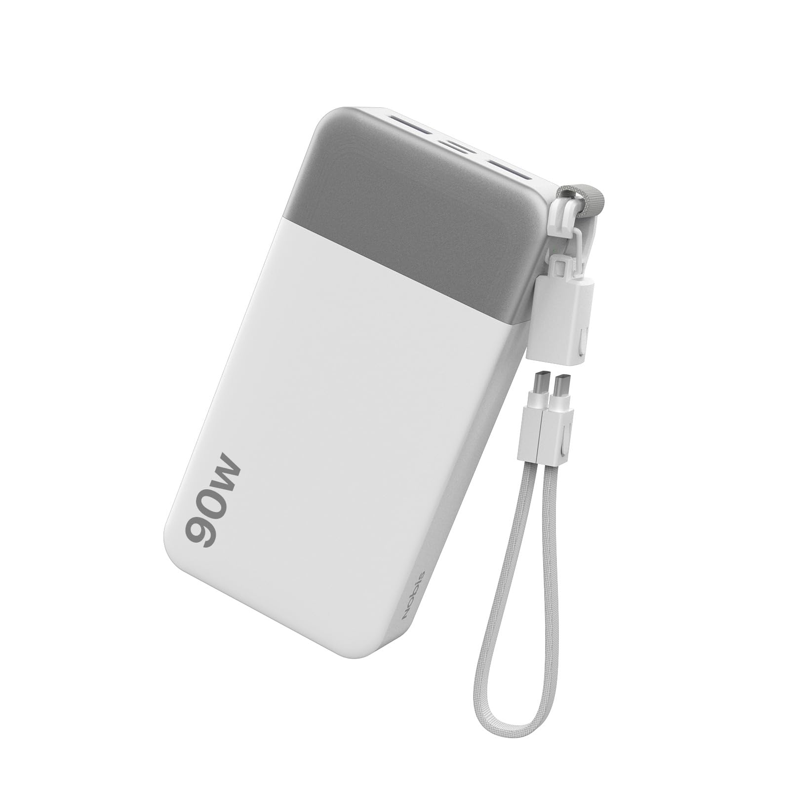 NOBIS Batterie Externe 20000mAh 90W Power Bank avec Câble Sangle | 2C+2A USB-C Charge Rapide avec Affichage LED, Power Bank pour Ordinateurs Portables, Tablettes, Téléphones et Steam Deck