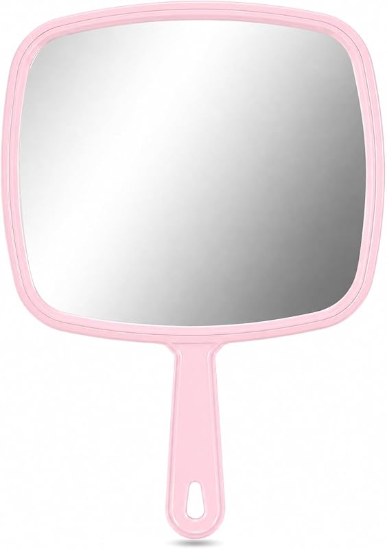 Espelho de mão OMIRO retangular rosa com alça, 31,5 cm x 22,9 cm, 1 unidade