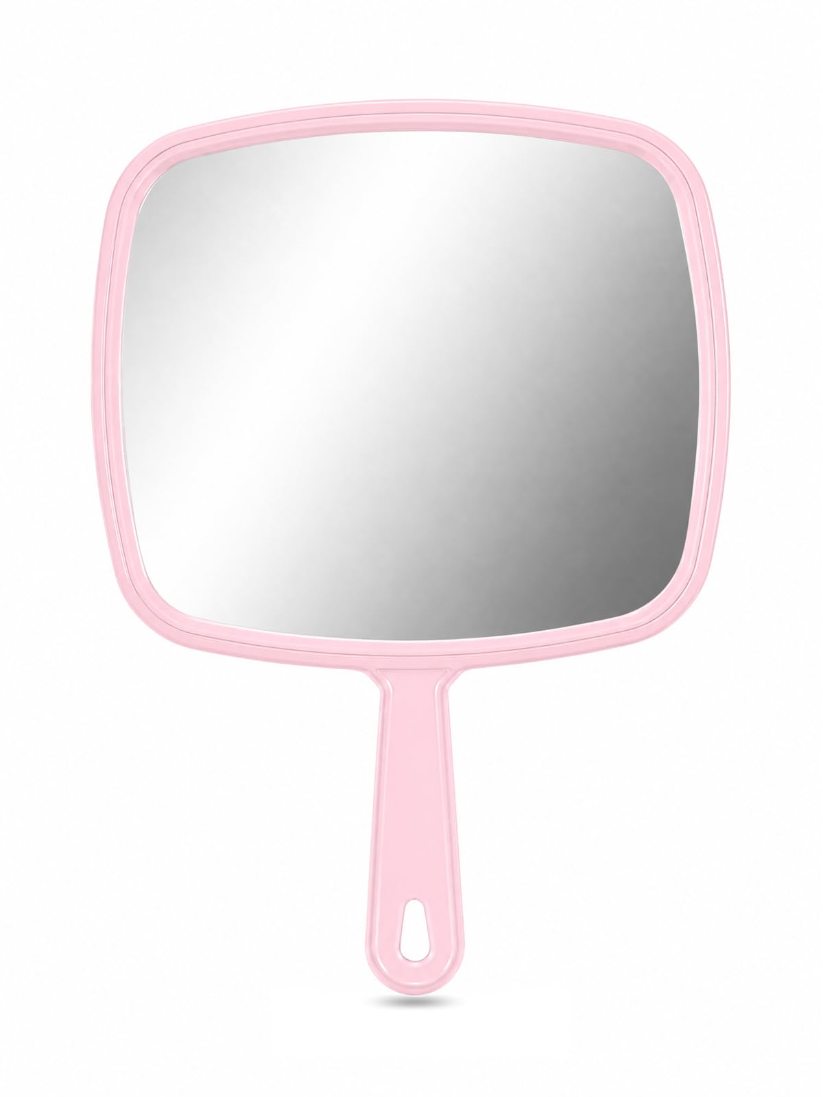 OMIRO 12.4" L x 9" W Hand Mirror, Square Pink Handheld Mirror with Handle