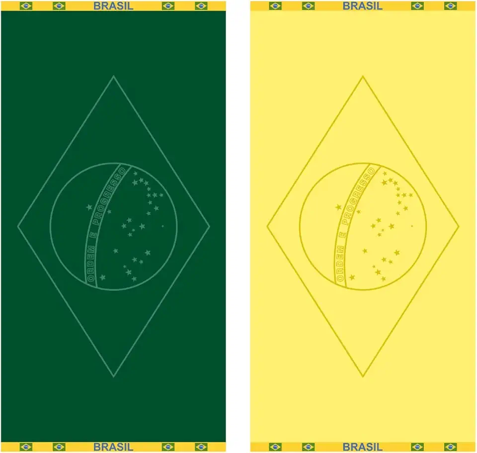 Kit 2 Toalhas de Banho Praia e Piscina Bandeira do Brasil Buettner Jacquard Relevo cor Verde e Amarelo