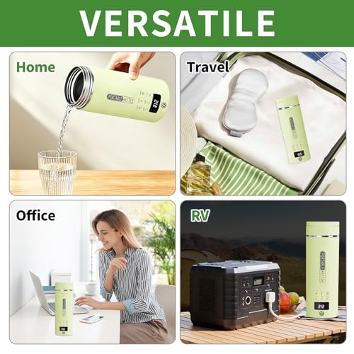 Image of Green Travel Electric Kettle with LCD Display, 6 Temperature Settings, 450ml / 15.2oz, 304 Stainless Steel, Auto Shut-Off and Dry Boil Protection, Compact and Portable Electric Kettle