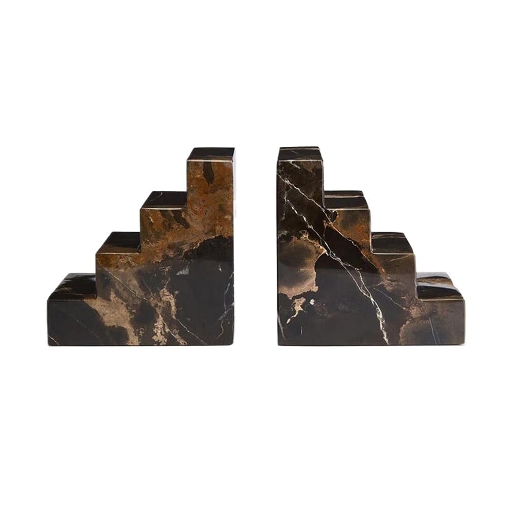 Shelves Marble Bookends，Decorative Bookend for Shelves, Non-Skid Book End for Heavy Books Book Support