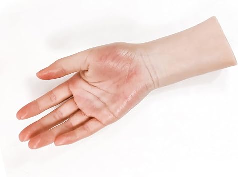 Realistic Lifelike Silicone Life Size Female Model Hand Silicone Hand Fake Model for Medical Painting Teaching Art Sketch Nail Jewelry Display,Natural,Left