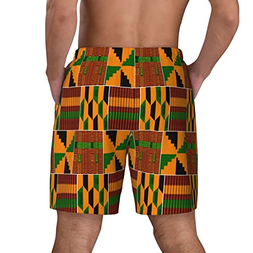 African Print Men's Swim Shorts Beach Trunks with Compression Lined and Pockets3