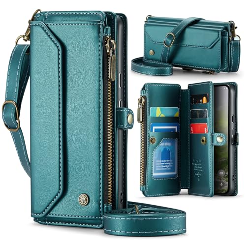 Étui portefeuille en cuir pour Google Pixel 10 Pro avec fermeture éclair