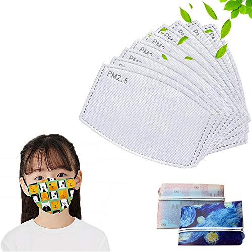 40 filtros de carbón activado PM 2.5 para niños, papel protector reemplazable con 5 capas