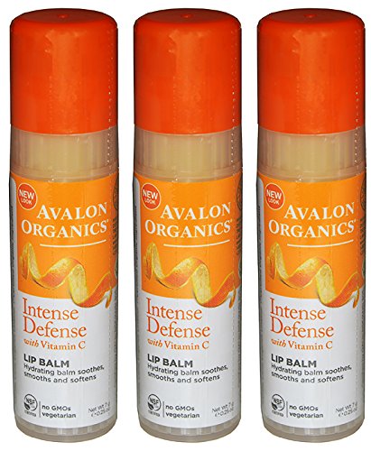 Avalon Organics Intense Defense with Vitamin C Lip Balm Pack of 3