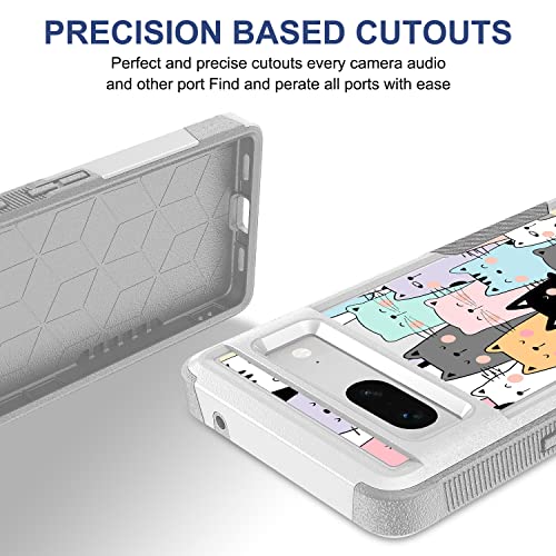 Coque Pixel 8 absorption des chocs avec motif chat silicone double couche