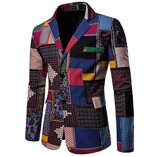 Men Linen Cotton Causal Flower Blazers Suits Smart Slim Fit Plaid Dress Blazer Masculino Jacket Coat 4XL2