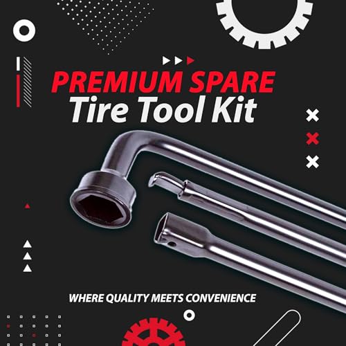 Image of Premium Spare Tire Lug Wrench Tool Replacement Kit Carbon Steel Compatible For 2003-2017 Ford Super Duty F-250 F-350 F-450 F-550 F250 F350 F450 F550