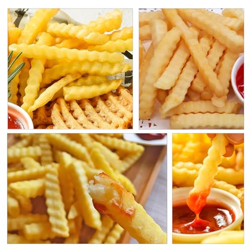 Cortadora de papas de acero inoxidable con mango rojo miniatura 3