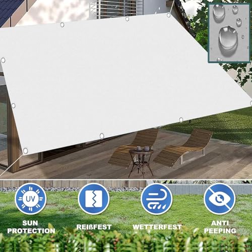 Protection UV extérieure : voile d'ombrage imperméable 2x9m blanc avec œillets - 3