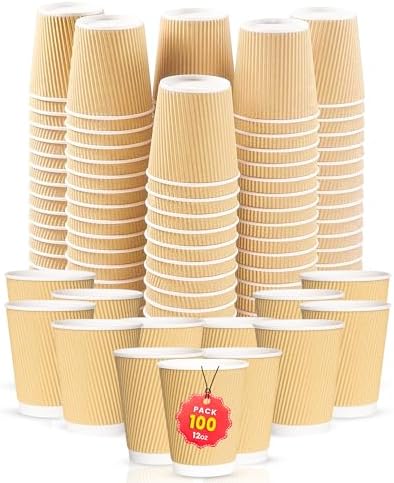 Chef Royale 100 x 12oz Disposable Coffee Cups - Takeaway Paper Cups for ...