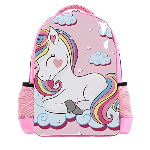 Sac à dos licorne pour garçon, cartable multicolore à motif fleurs