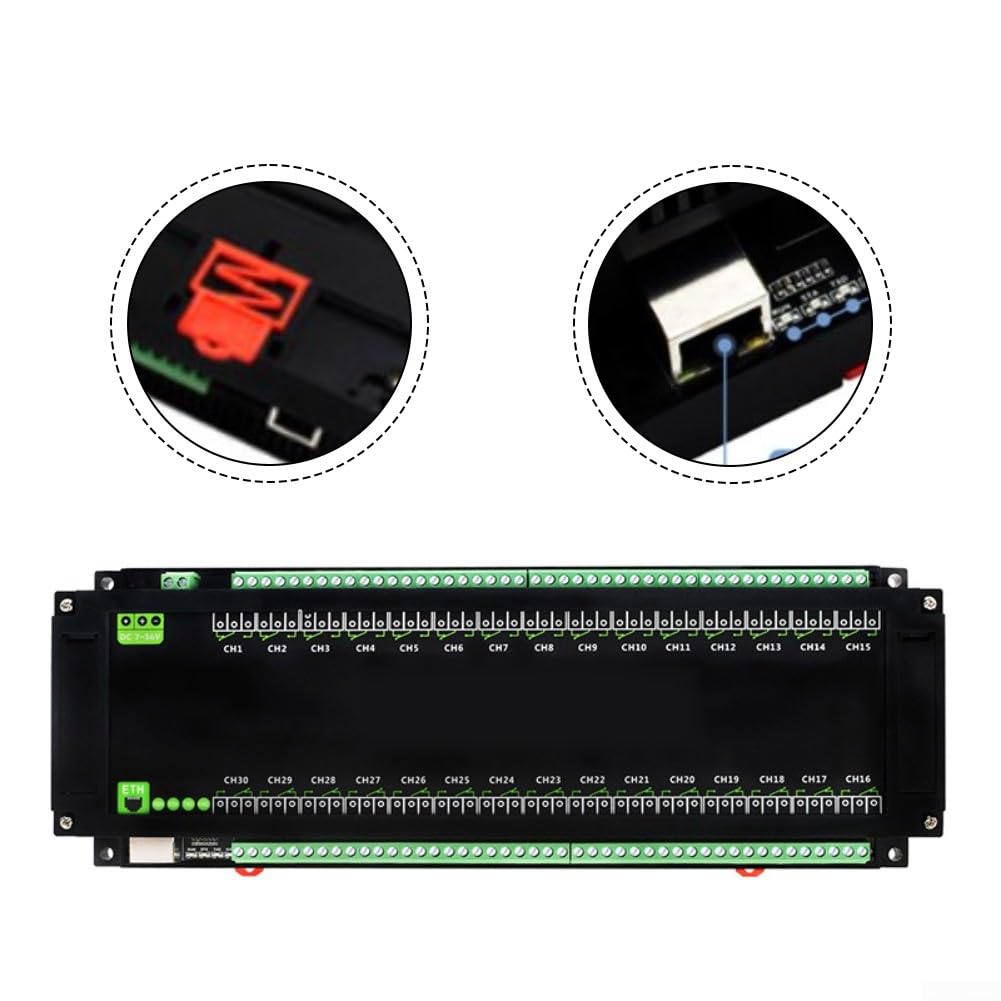 Modulo relè Ethernet a 30 canali con supporto TCP e RTU, alimentato, custodia in ABS industriale e montaggio flessibile per applicazioni di automazione