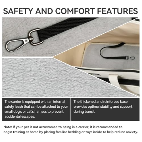 KZARYVEXIS Hundetasche für Kleine Hunde und Katzen, Leichte & Atmungsaktive Haustiertasche aus Oxford-Stoff mit Leinenhaken für Reisen, Outdoor und Unterwegs (Beige)