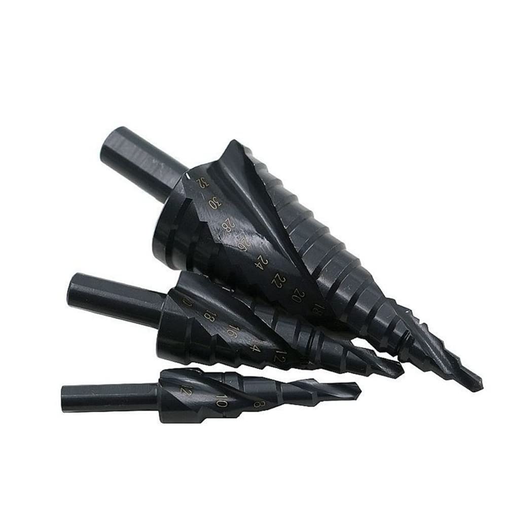 1/3 pezzi 4-12mm 4-20mm 4-32mm HSS punte a gradini scanalati a spirale codolo esagonale nitrurazione cono conico nero taglierina for trapano elettrico professionale(1Pcs 4-32mm Black)