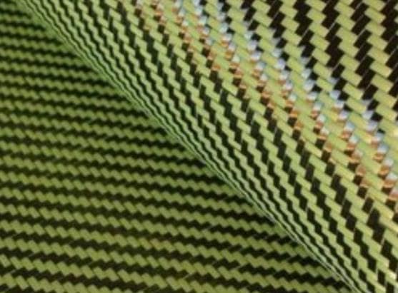 200gsm 1100D Yellow Kevlar and 3K Carbon Fiber Mixed Fabric 2x2 Twill/Grain Carbon Kevlar Cloth Aramid Fiber 40