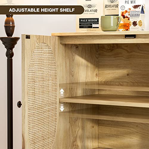 Ikifly HU8897-WD Rattan Storage Cabinet Set Of 2, Handmade Natural Rattan Door Buffet Cabinet With Storage, Sideboard Cabinet Console thumb #5