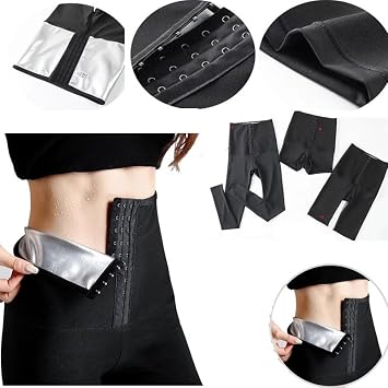 Sauna Shapewear Weight Loss High Waisted Leggings Workout Suit Waist Trainer Lower Body Shaper Sweatsuit Exercise Fitness Gym Yoga Women (Color : Five points, Size : XL)