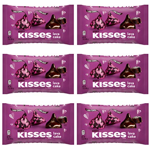 Hersheys Kisses Seasonal Chocolate Candy - Pack of 6 Bags - Choose Your Flavor - Meltaway Roses, Lava Cake, Conversation, or Hugs (Lava Cake)