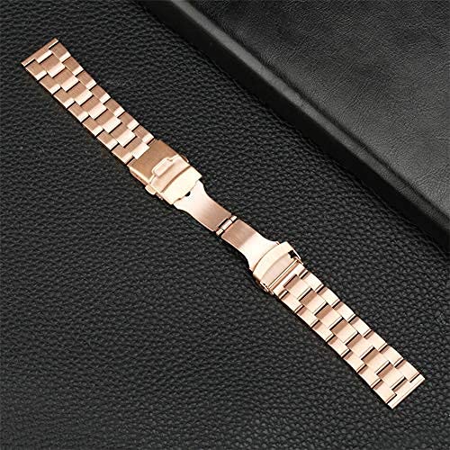 Bracelet de montre or rose en métal massif de qualité supérieure avec boucle déployante - 7