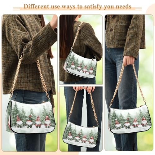 Shoulder Bags for Women Christmas Gnomes Tote HandBag Shoulder Bags purse with Chain Zipper Closure3