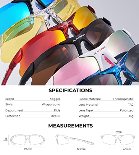 Xagger Youth Polarized Sports Sunglasses For Boys Girls Age 8-14 Kids Teens Lightweight Baseball Softball Cycling Running Glasses #TOP5