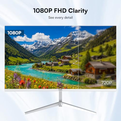 Image of 24 Inch White Computer Monitor, FHD 1080P Business Monitor 100Hz, Frameless PC Monitor, Built-in Speaker, 98% sRGB, Low Blue Light Eye Care, 4000:1 Contrast Ratio, HDMI & DP, VESA Mountable