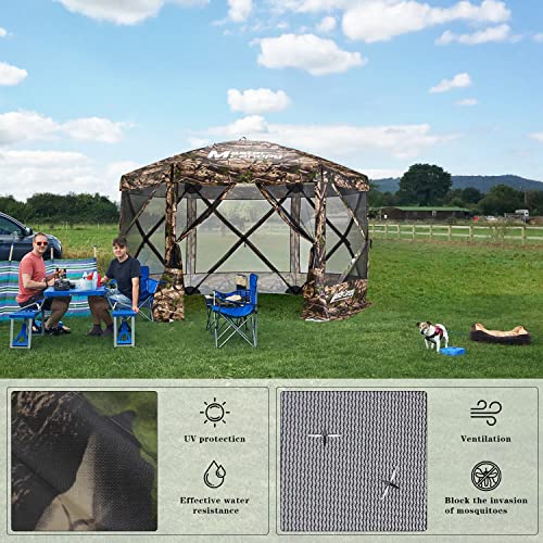 Image of MASTERCANOPY 12x12 Portable Screen House Room Pop up Gazebo Outdoor Camping Tent with Carry Bag (12x12,Camouflage)