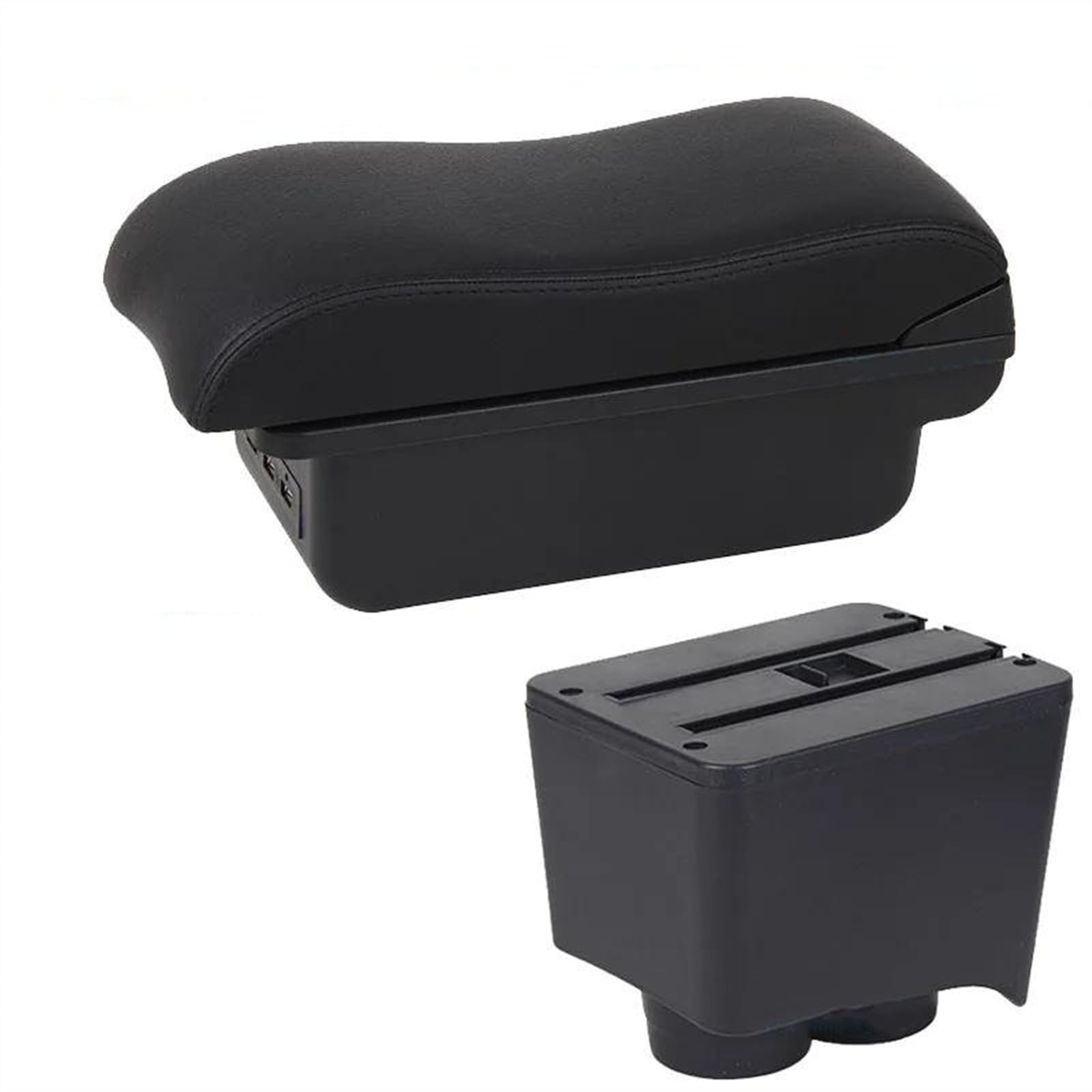 NMJLQW Storage Rack Car Center Console Storage Box Multifunctional Armrest Storage Box Interior Accessories For Polo 9N 3 2002-2009(B2 Black line 3USB)