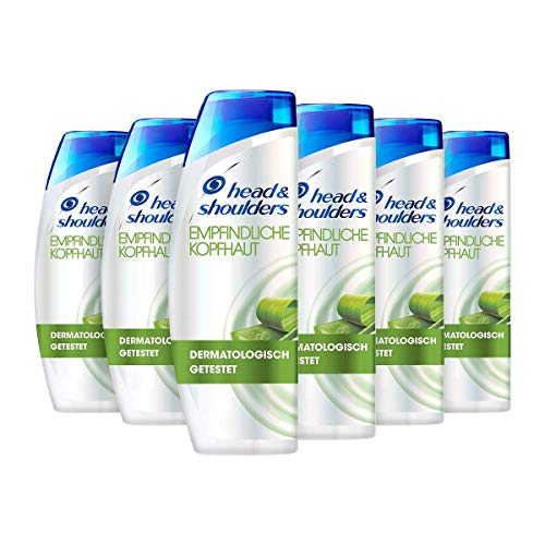 Preisvergleich Produktbild Head & Shoulders Empfindliche Kopfhaut Anti Schuppen Shampoo, 6er Pack (6 x 300 ml), Bei Fettigem Haar, Shampoo gegen Schuppen, 72 Stunden Schutz Vor Schuppen, Juckreiz Und Trockenheit, Mit Aloe Vera