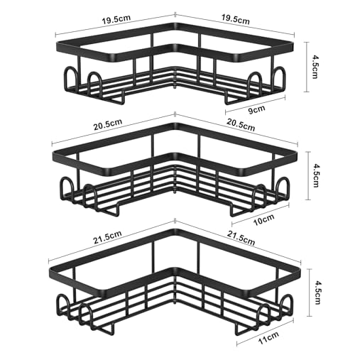 Diwoker Duschablage Ohne Bohren Ecke - Rostfreier Duschregal Badezimmer Organizer Shampoo Halterung für Dusche (Schwarz - 3 Stück)