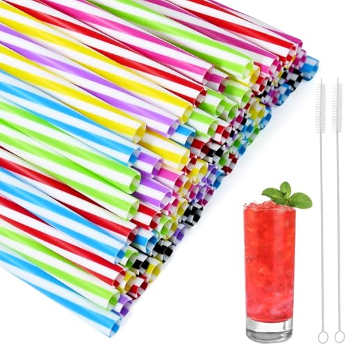 SLTAXAR 100 Pz Cannucce Rigide Riutilizzabili Cannucce Rigida con Spazzola Cannucce Colorate Dritte Cannucce Riutilizzabili Colorate per Frullati Cocktail Bevande Calde (Diametro 7mm, Lunghezza 24cm)