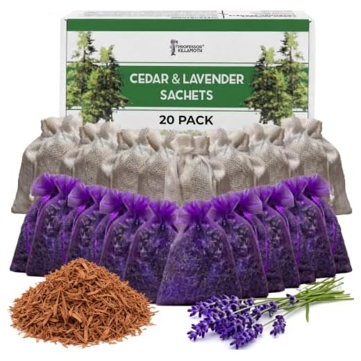 Professor Killamoth Cedar Chips and Lavender Sachets (20 Pack) - Stop Clothes Damage - Cedar and Lavendar Home Fragrance Sachets for Drawers and Closets
