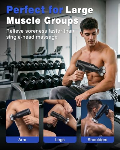 Image of cotsoco Massage Gun Deep Tissue, Percussion Massage Gun with 10 Massage Heads & 20 Speeds, Muscle Massage Gun with Large 6-Ball Head, Portable Back Massager Gun with Carry Case, Gifts for him