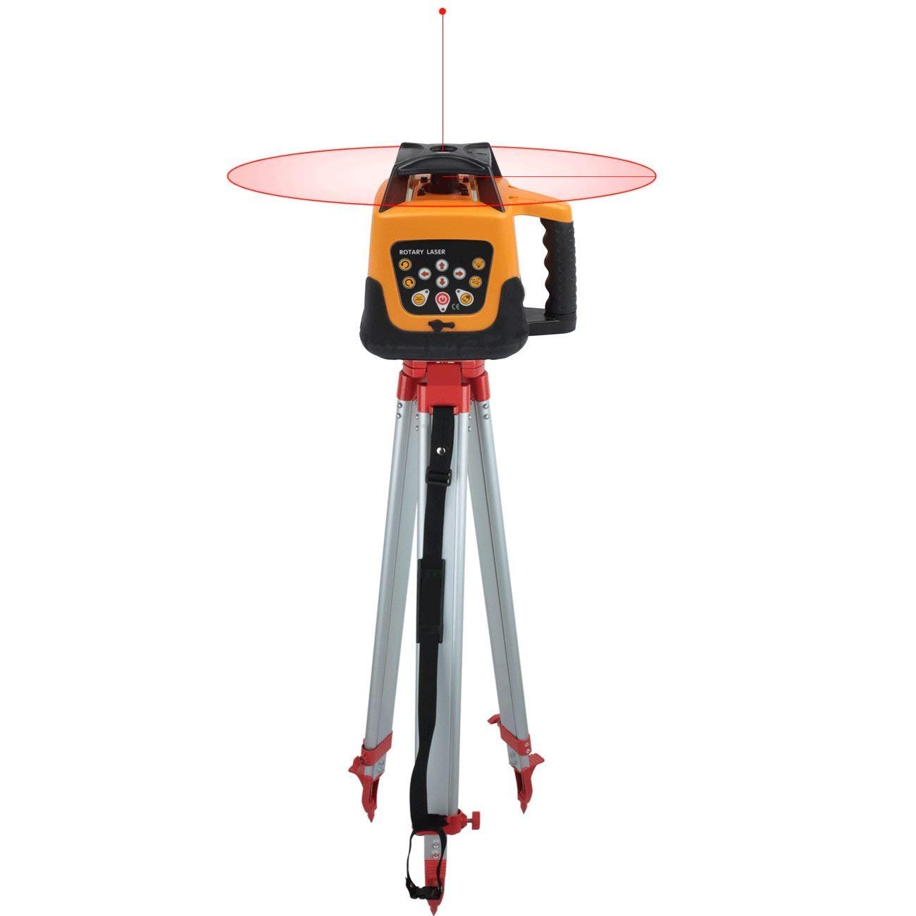 Samger Laser Autolivellante con 1.65 Treppiede in Alluminio Asta da 5m Set Livella Laser Rotante Rosso 360 Gradi con Ricevitore, Area di Lavoro di 500m